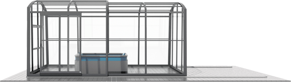 SPA-Überdachung Aluna® ArtSPA II über einem Whirlpool mit geraden Seitenwänden SPA-Überdachung Aluna® ArtSPA II über einem Whirlpool mit geraden Seitenwänden