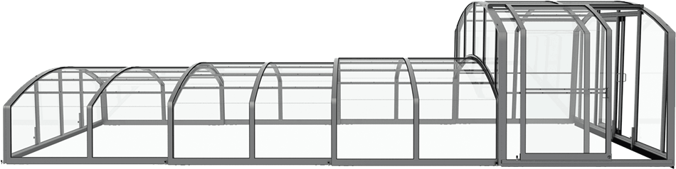 Poolüberdachung Aluna® Duo III mit unterschiedlichen Höhen Poolüberdachung Aluna® Duo III mit unterschiedlichen Höhen