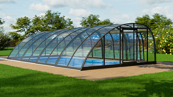 Poolüberdachung Aluna® Ocean mit verschiebbaren Segmenten Poolüberdachung Aluna® Ocean mit verschiebbaren Segmenten