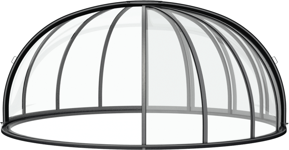 SPA Überdachung Aluna® UFO in runder Bauform mit 180° Öffnung SPA Überdachung Aluna® UFO in runder Bauform mit 180° Öffnung