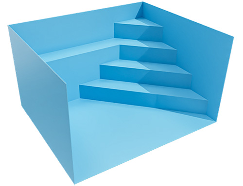 Diagonale Treppe mit Sitzbank