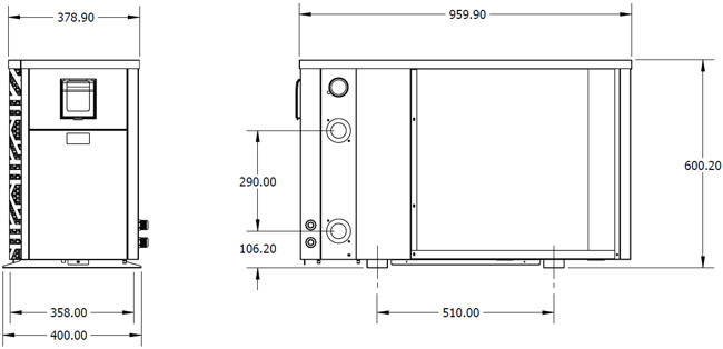 Abmessungen CF COMFORT INVERTER Wärmepumpe