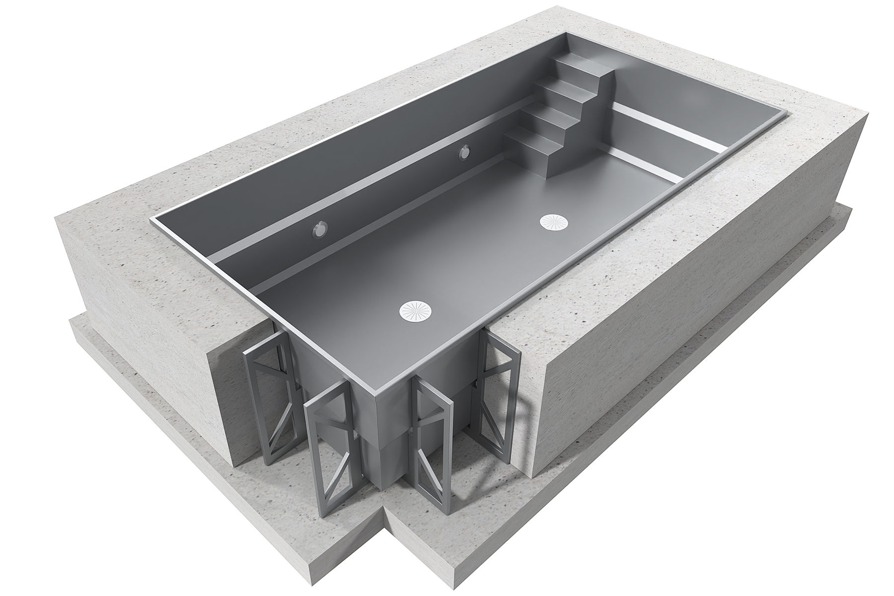 Edelstahlpool kaufen Skimmerpool Profi 3,5x9x1,5 m