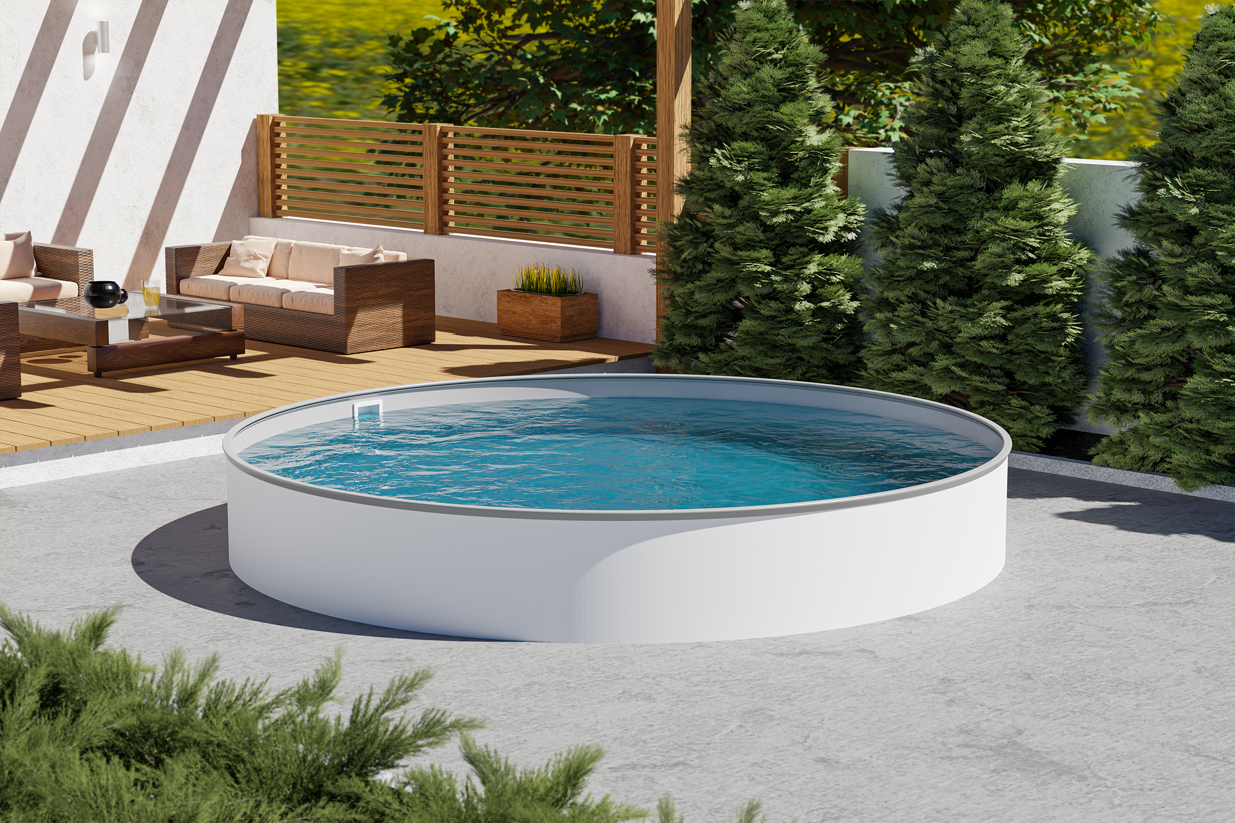 rundpool-k1-gE-gg3 Rundbecken d= 3,50 x 1,35 m, Folie 0,8 mm grau