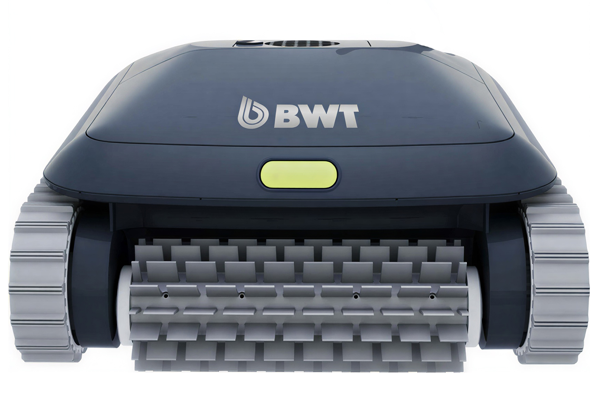 BWT ES700 Poolroboter von vorne mit BWT-Logo und gelbem Bedienelement